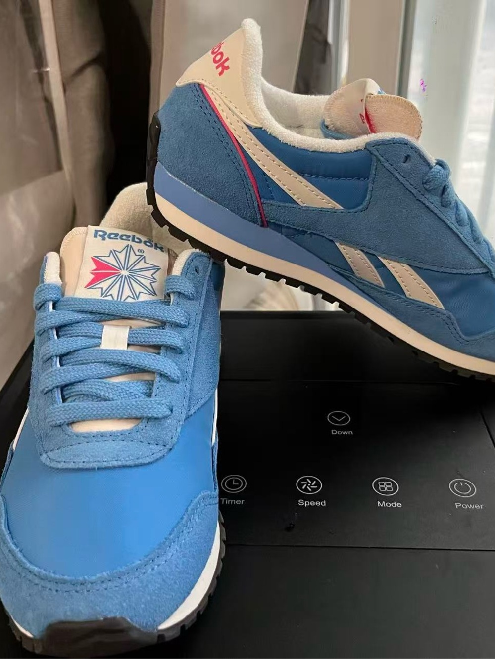 Reebok Blue Nylon & Suede Retro Runner with Cream Accents